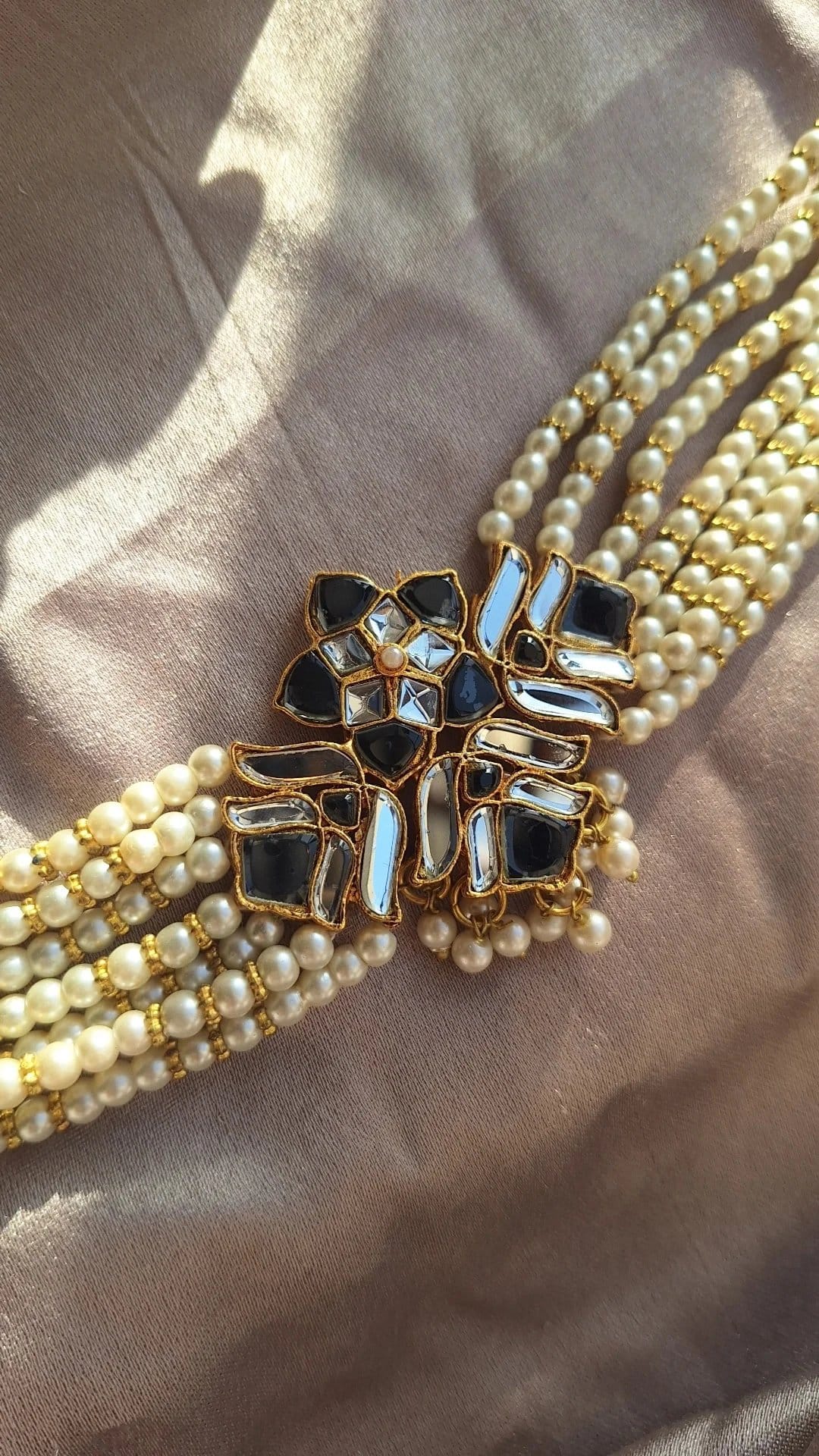 Royal black pearl choker