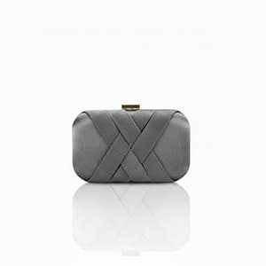 grey satin clutch