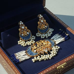 blue crushed choker set